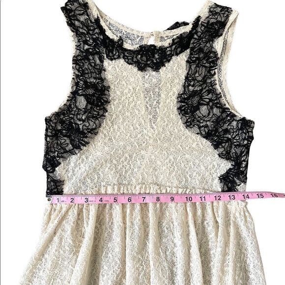 Free People Women Cream & Black Lace Casual Mini Dress - Picture 11 of 14